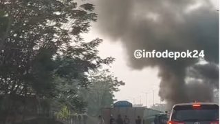 Kecelakaan antara Truk dan mobil di Tol KM 25 Serpong-Depok